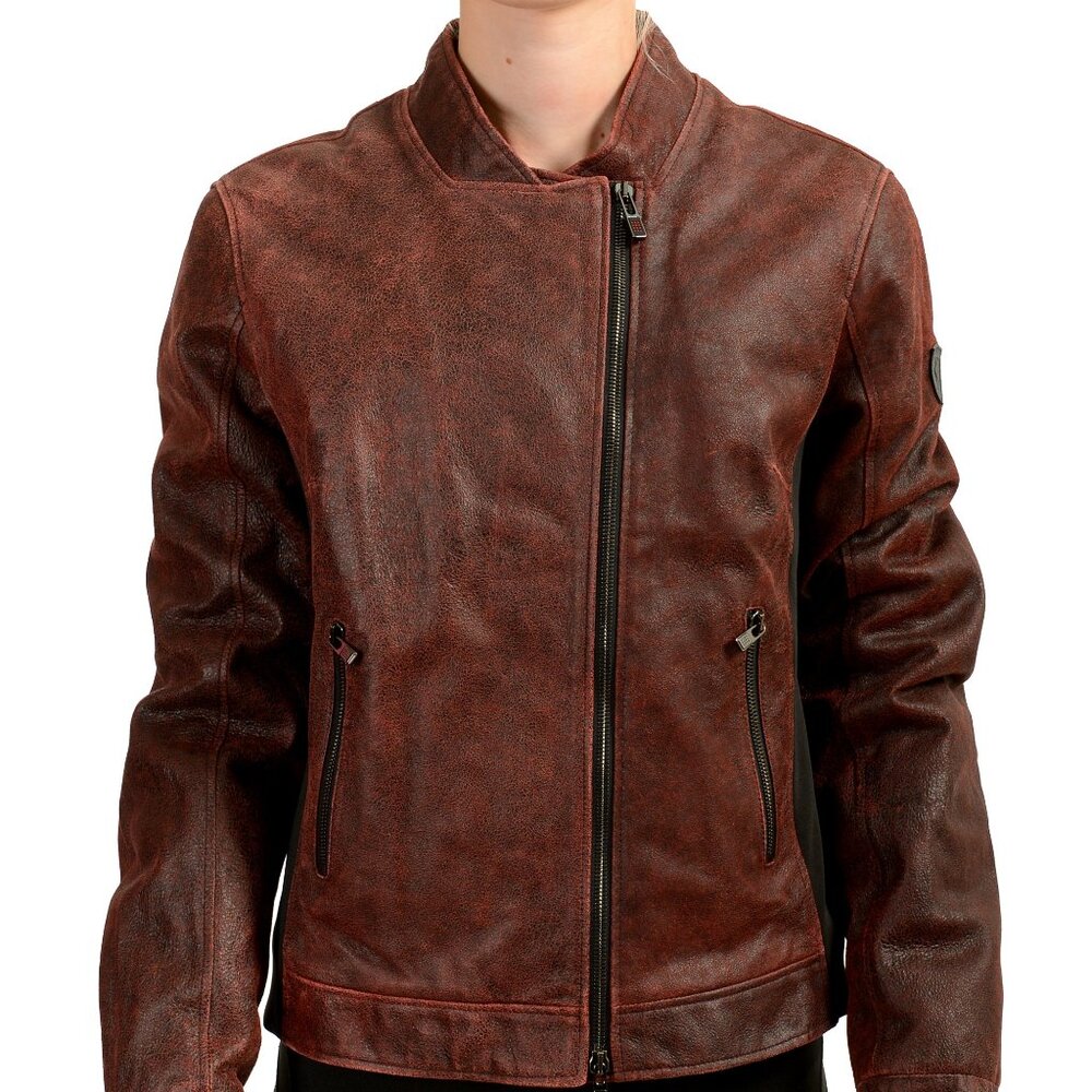 Scuderia Ferrari Women's Textured Leather Bomber Jacket US S IT 40